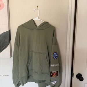 Daily Drills Olive Green Patch Sleeve Hoodie